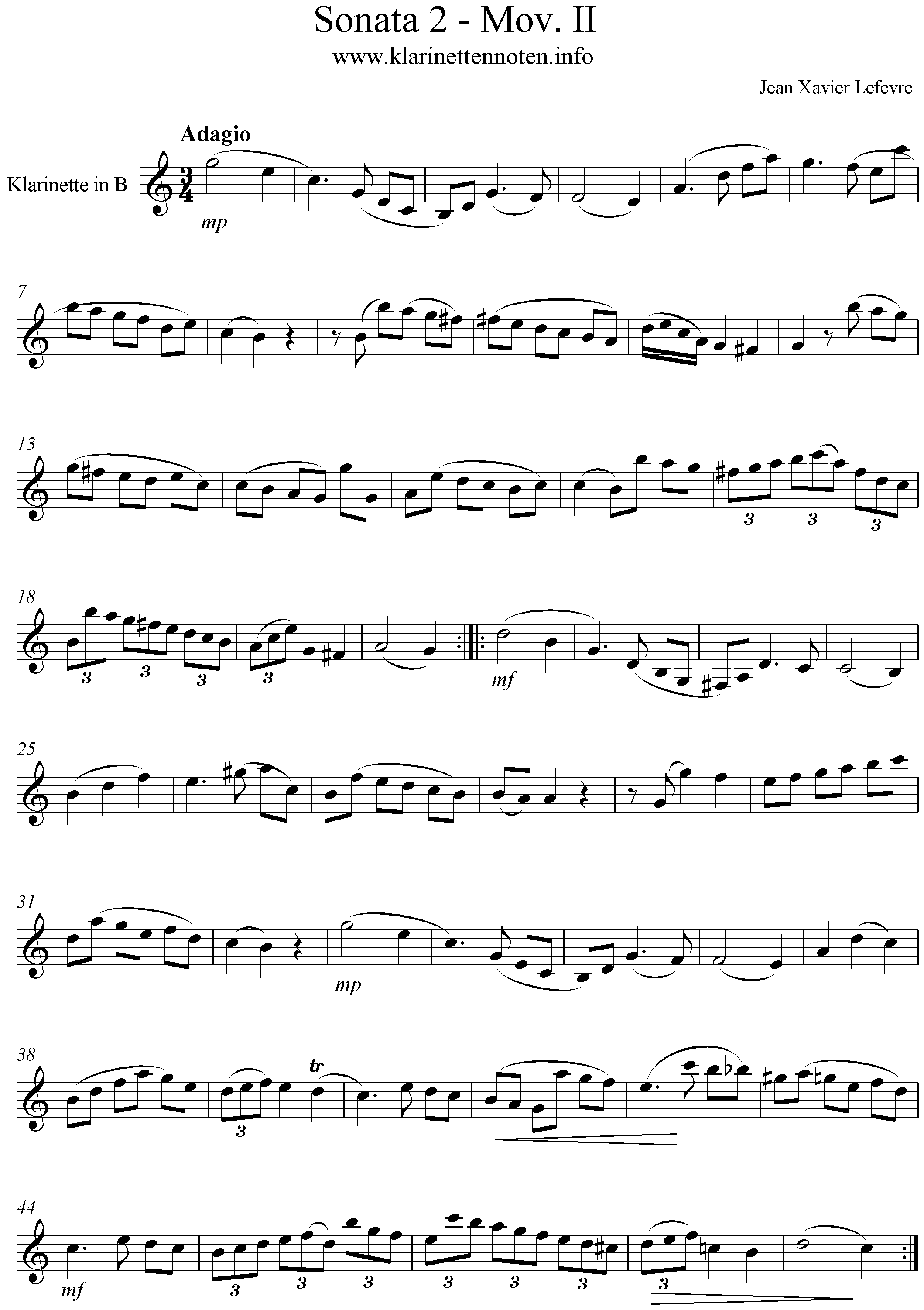 Lefevre Sonata No. 2 Mov. II Adagio